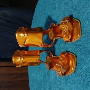 New Bling Thong Open Toe Cape Robbin Metallic Orange Sandals Flats.